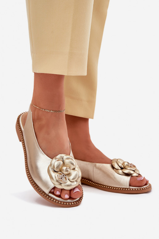 Pelle Sandali bassi con ornamenti CheBello 4642 colore dorato