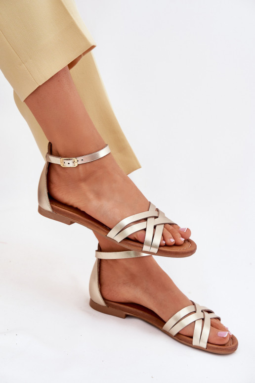 Sandali da donna Femminile con tacchi larghi Deveciejka 07029-25 colore dorato Sandali da donna Femminile con tacchi larghi Deveciejka 07029-25 colore dorato