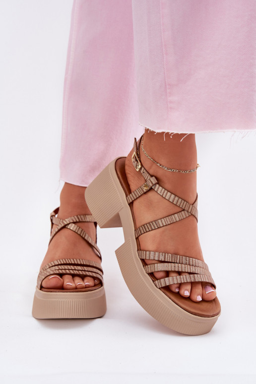 Sandali da donna Femminile Deveciejka 06990-25 colore dorato