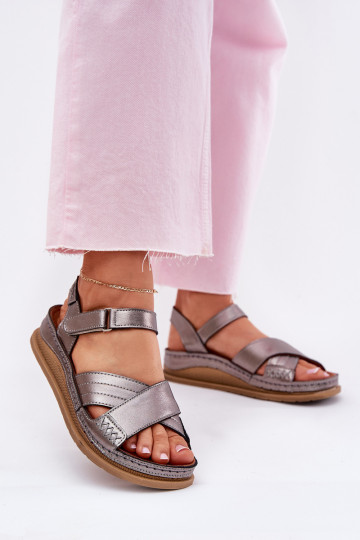 Sandali da donna Femminile con una piattaforma Deveciejka L7064-35 colore grigio