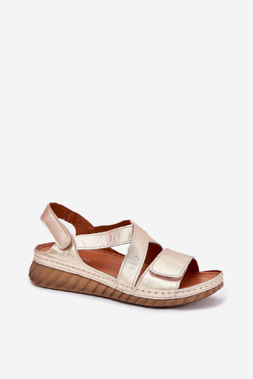 Sandali da donna Femminile con chiusure adesive Deveciejka L6848-25 colore dorato