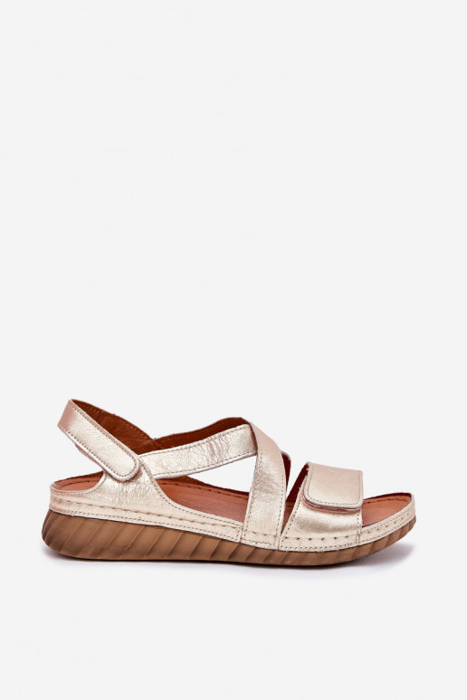 Sandali da donna Femminile con chiusure adesive Deveciejka L6848-25 colore dorato