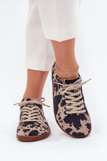 dalla pelle scamosciata scarpe casual Barefoot Femminile IN Łaty Zazoo N1120 marrone-beige 2