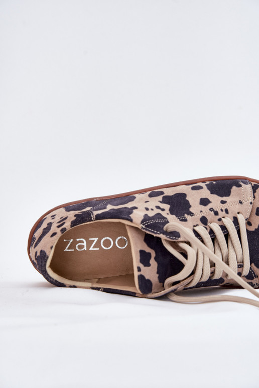 dalla pelle scamosciata scarpe casual Barefoot Femminile IN Łaty Zazoo N1120 marrone-beige dalla pelle scamosciata scarpe casual Barefoot Femminile IN Łaty Zazoo N1120 marrone-beige