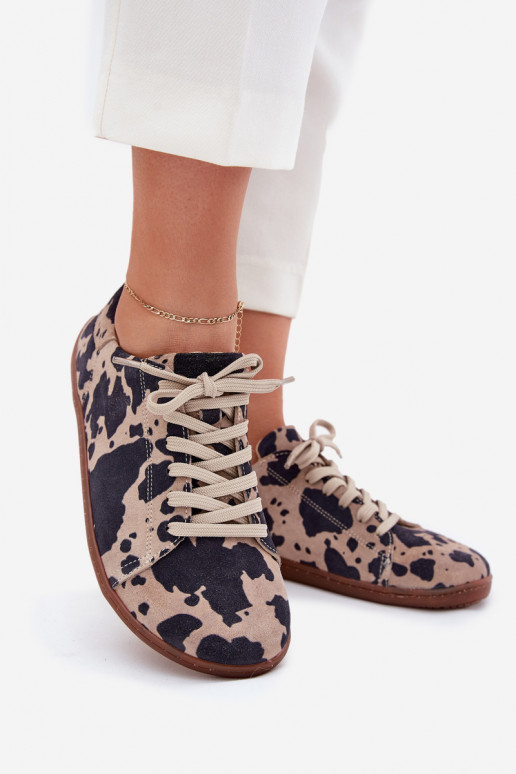 dalla pelle scamosciata scarpe casual Barefoot Femminile IN Łaty Zazoo N1120 marrone-beige dalla pelle scamosciata scarpe casual Barefoot Femminile IN Łaty Zazoo N1120 marrone-beige