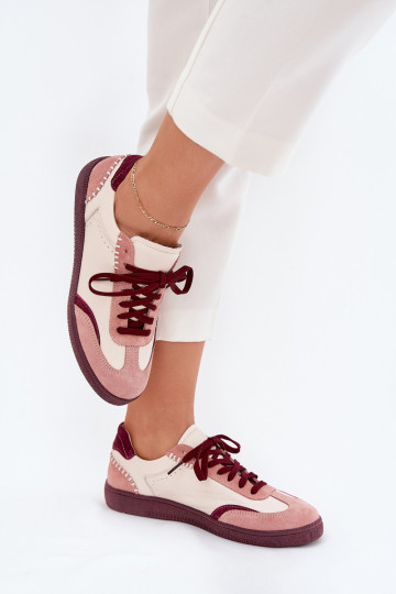 Scarpe sportive in pelle color rosa per donna Zazoo N1202