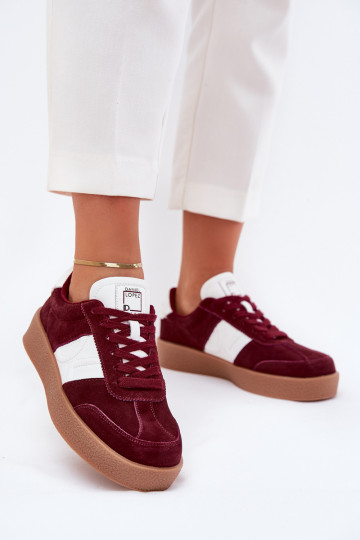 Scarpe sportive in pelle scamosciata color bordeaux per donna Daniel Lopez Just Dare SS2D4023