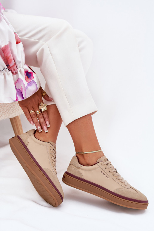 Pelle Femminile Scarpe modello sneakers Daniel Lopez Just Dare SS2D4007 beige