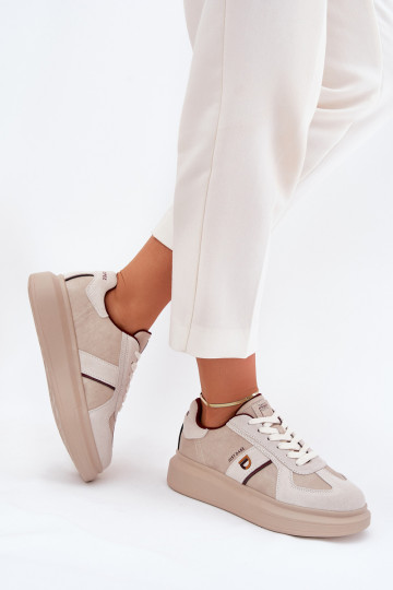 Pelle Femminile Scarpe modello sneakers con una piattaforma Daniel Lopez Just Dare SS2D4003 beige