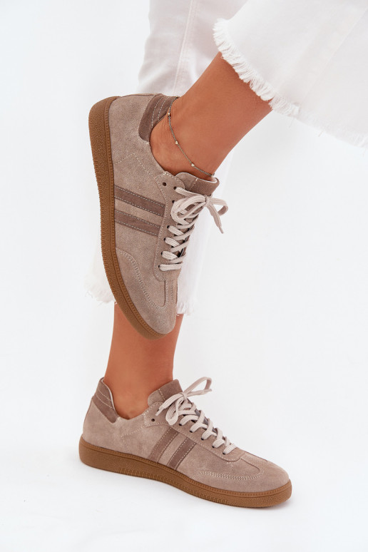 Zazoo N1068 dalla pelle scamosciata Basso Scarpe modello sneakers Femminile beige