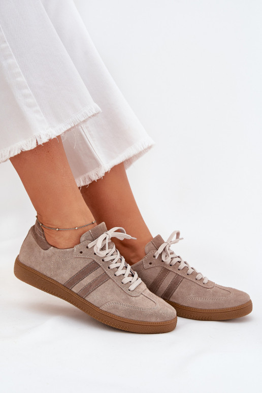 Zazoo N1068 dalla pelle scamosciata Basso Scarpe modello sneakers Femminile beige