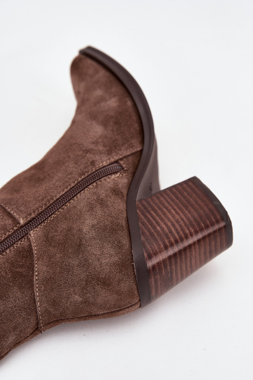 dalla pelle scamosciata stivali con i tacchi Serratura colore marrone Lissara