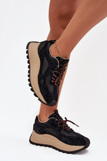 Pelle Scarpe modello sneakers con una piattaforma Femminile Big Star SS274628 HI-POLY SYSTEM colore nero