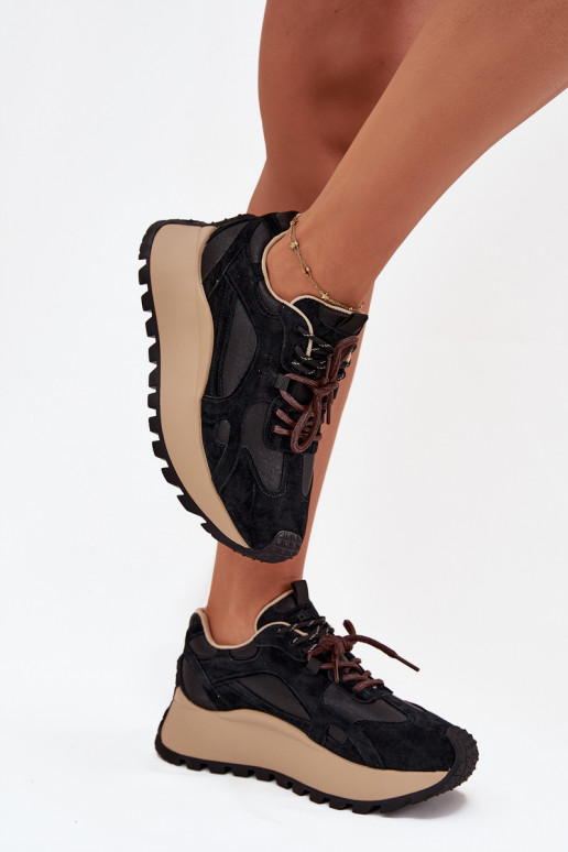 Pelle Scarpe modello sneakers con una piattaforma Femminile Big Star SS274628 HI-POLY SYSTEM colore nero