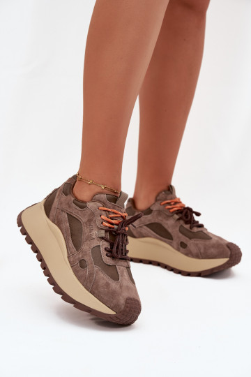 Pelle Scarpe modello sneakers con una piattaforma Femminile Big Star SS274627 HI-POLY SYSTEM beige 2