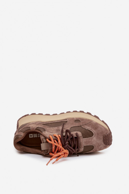 Pelle Scarpe modello sneakers con una piattaforma Femminile Big Star SS274627 HI-POLY SYSTEM beige