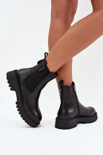 Stivaletti caldi in pelle da donna Big Star OO274109, neri