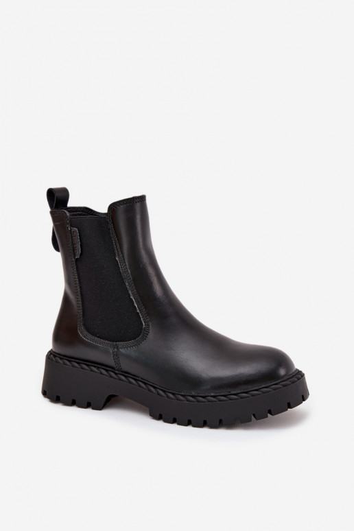 Pelle stivali alla moda Femminile riscaldamento Al Castello Big Star OO274109 colore nero