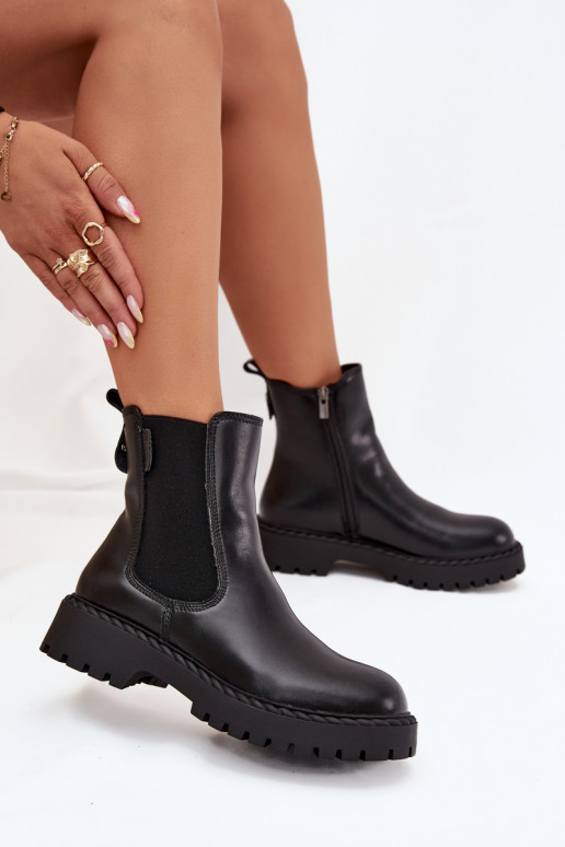 Pelle stivali alla moda Femminile riscaldamento Al Castello Big Star OO274109 colore nero