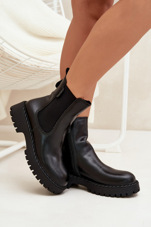 Pelle stivali alla moda Femminile riscaldamento Al Castello Big Star OO274109 colore nero