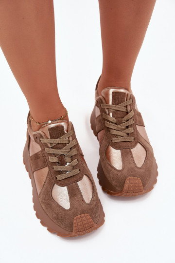 dalla pelle scamosciata Scarpe modello sneakers Femminile riscaldamento con una piattaforma Big Star OO274A218 HI-POLY SYSTEM co