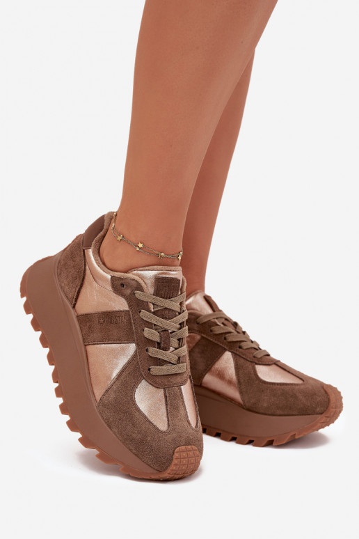 dalla pelle scamosciata Scarpe modello sneakers Femminile riscaldamento con una piattaforma Big Star OO274A218 HI-POLY SYSTEM co