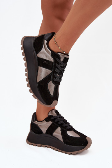 Sneakers calde in camoscio da donna con piattaforma Big Star OO274A217 HI-POLY SYSTEM, nere