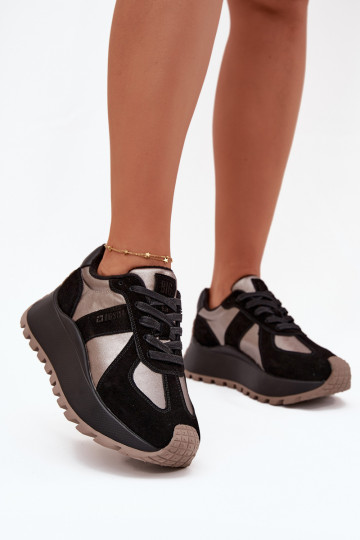 Sneakers calde in camoscio da donna con piattaforma Big Star OO274A217 HI-POLY SYSTEM, nere 2