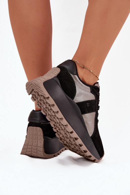 dalla pelle scamosciata Scarpe modello sneakers Femminile riscaldamento con una piattaforma Big Star OO274A217 HI-POLY SYSTEM co