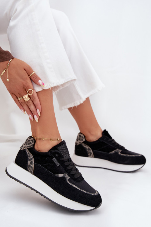 dalla pelle scamosciata Scarpe modello sneakers Femminile Big Star OO274A312 HI-POLY SYSTEM colore nero con motivi di pelliccia  dalla pelle scamosciata Scarpe modello sneakers Femminile Big Star OO274A312 HI-POLY SYSTEM colore nero con motivi di pelliccia