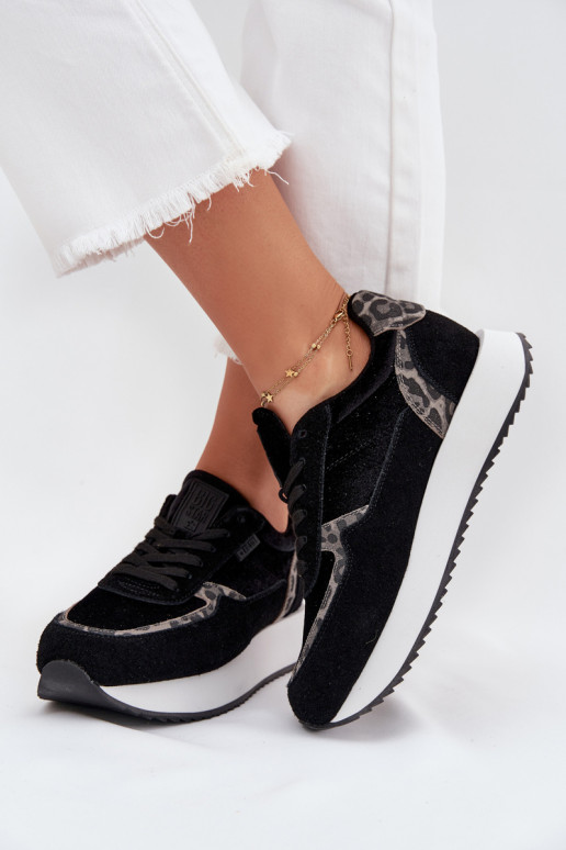 dalla pelle scamosciata Scarpe modello sneakers Femminile Big Star OO274A312 HI-POLY SYSTEM colore nero con motivi di pelliccia  dalla pelle scamosciata Scarpe modello sneakers Femminile Big Star OO274A312 HI-POLY SYSTEM colore nero con motivi di pelliccia