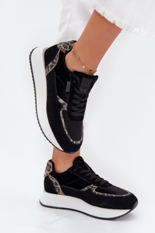 dalla pelle scamosciata Scarpe modello sneakers Femminile Big Star OO274A312 HI-POLY SYSTEM colore nero con motivi di pelliccia  dalla pelle scamosciata Scarpe modello sneakers Femminile Big Star OO274A312 HI-POLY SYSTEM colore nero con motivi di pelliccia