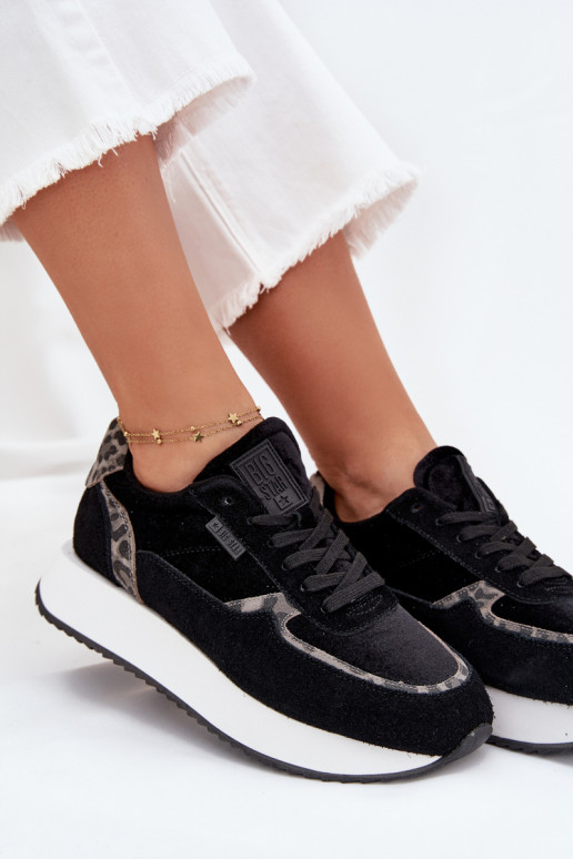 dalla pelle scamosciata Scarpe modello sneakers Femminile Big Star OO274A312 HI-POLY SYSTEM colore nero con motivi di pelliccia  dalla pelle scamosciata Scarpe modello sneakers Femminile Big Star OO274A312 HI-POLY SYSTEM colore nero con motivi di pelliccia