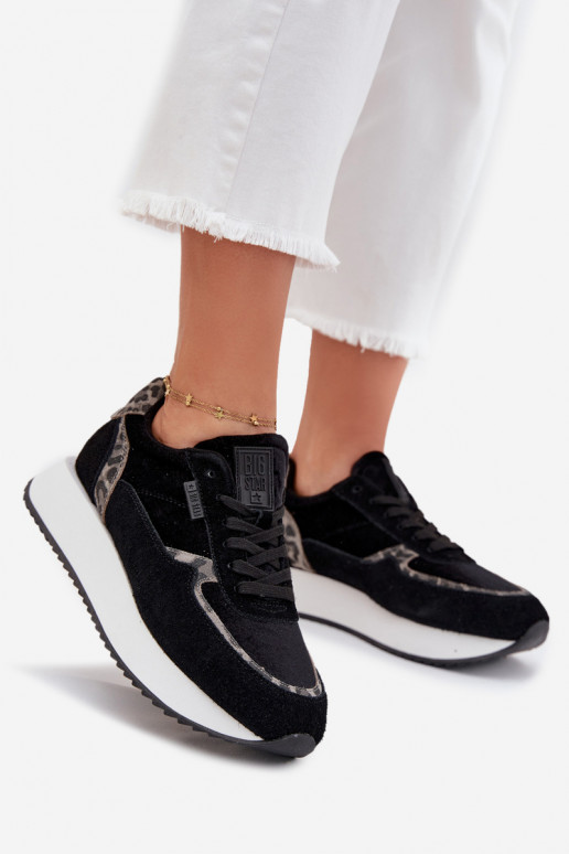 dalla pelle scamosciata Scarpe modello sneakers Femminile Big Star OO274A312 HI-POLY SYSTEM colore nero con motivi di pelliccia  dalla pelle scamosciata Scarpe modello sneakers Femminile Big Star OO274A312 HI-POLY SYSTEM colore nero con motivi di pelliccia