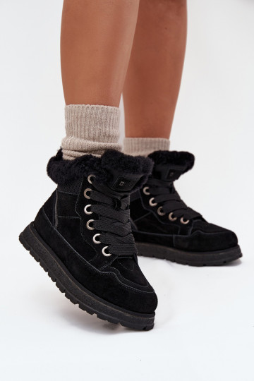 dalla pelle scamosciata Stivali da neve scarpe Femminile con una piattaforma con una pelliccia Big Star SS274369 colore nero 2