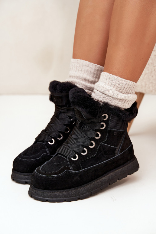 dalla pelle scamosciata Stivali da neve scarpe Femminile con una piattaforma con una pelliccia Big Star SS274369 colore nero
