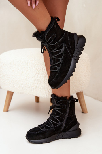 Stivali da neve in camoscio con pelliccia da donna Big Star SS274319 nere