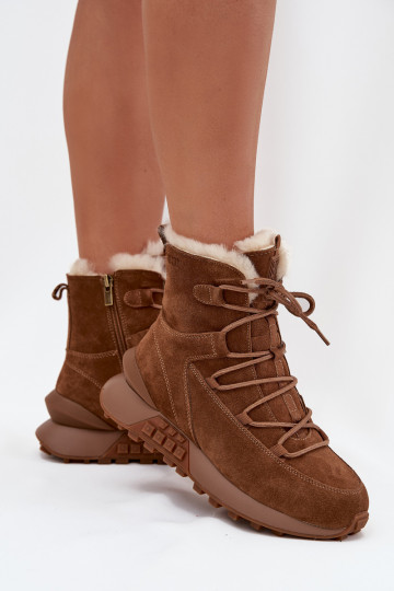 Stivali da neve in camoscio con pelliccia da donna Big Star SS274318 marroni
