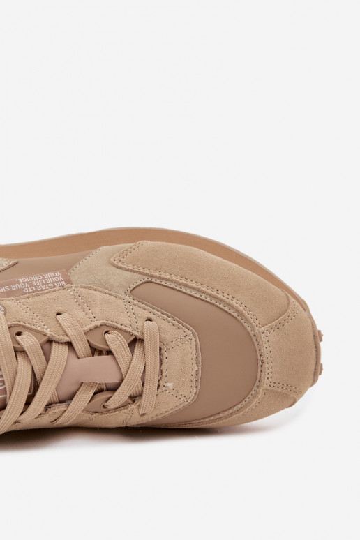 Pelle Scarpe modello sneakers Deveschio Big Star OO174298 Hi-Poly System beige