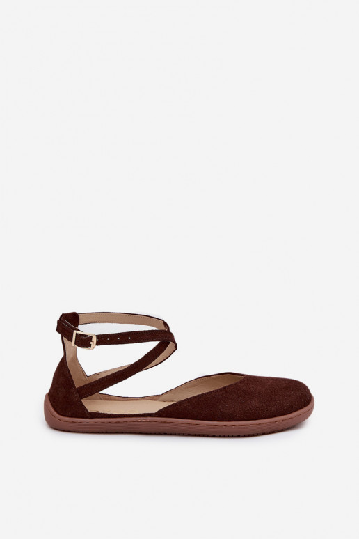 Ballerine in camoscio Femminile Barefoot con strisce Zazoo 191 CzekoladoAe Ballerine in camoscio Femminile Barefoot con strisce Zazoo 191 CzekoladoAe