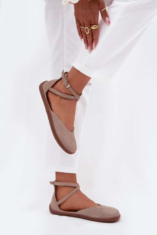 Ballerine in camoscio Femminile Barefoot con strisce Zazoo 191 colore grigio Ballerine in camoscio Femminile Barefoot con strisce Zazoo 191 colore grigio