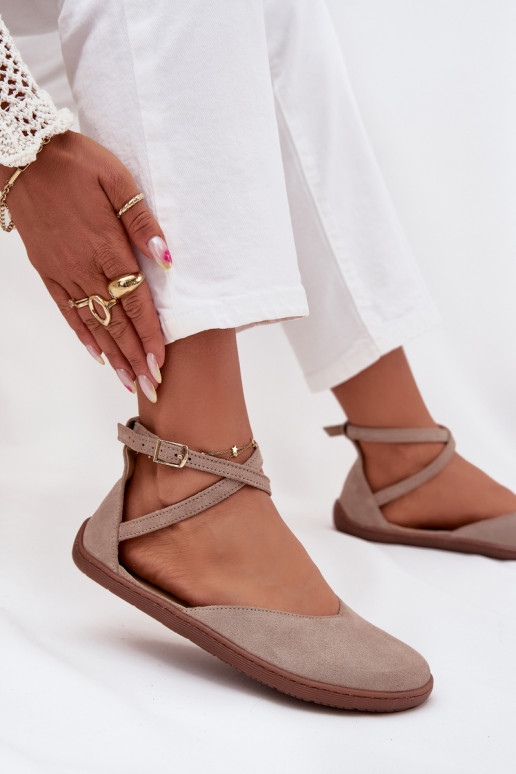 Ballerine in camoscio Femminile Barefoot con strisce Zazoo 191 colore grigio Ballerine in camoscio Femminile Barefoot con strisce Zazoo 191 colore grigio