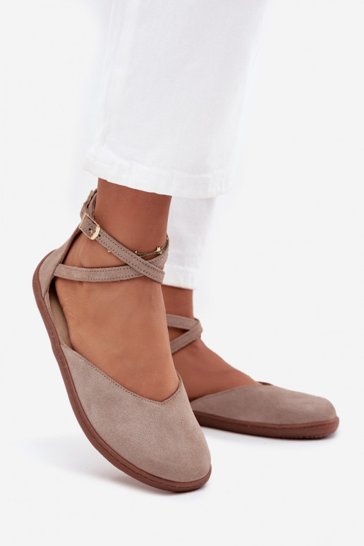 Ballerine in camoscio Femminile Barefoot con strisce Zazoo 191 colore grigio Ballerine in camoscio Femminile Barefoot con strisce Zazoo 191 colore grigio