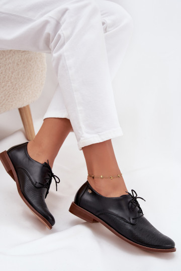 Scarpe eleganti in pelle da donna con lacci Zazoo 4238 nere
