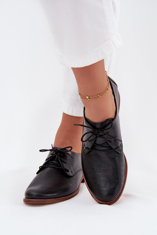 Pelle scarpe Femminile Stile elegante con lacci Zazoo 4238 colore nero