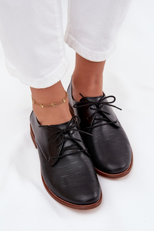 Pelle scarpe Femminile Stile elegante con lacci Zazoo 4238 colore nero