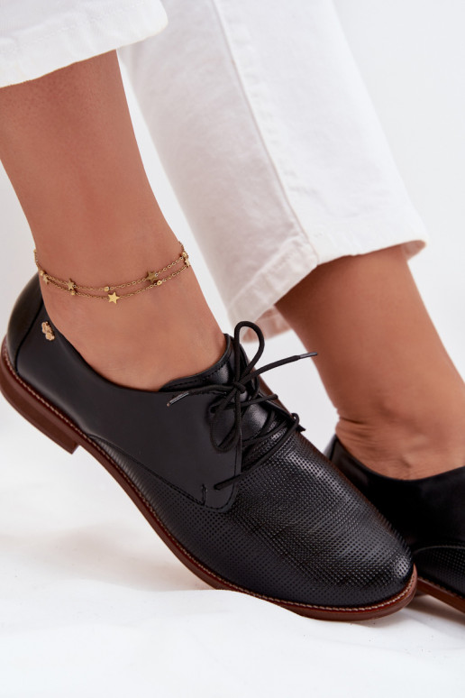 Pelle scarpe Femminile Stile elegante con lacci Zazoo 4238 colore nero