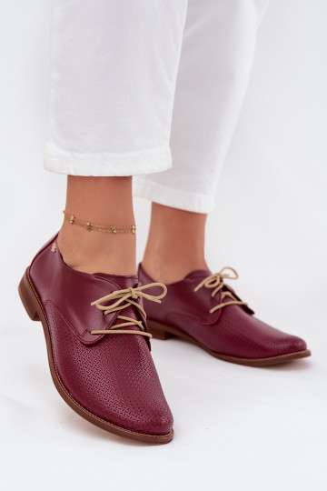 Scarpe eleganti in pelle da donna con lacci Zazoo 4238 bordeaux 2