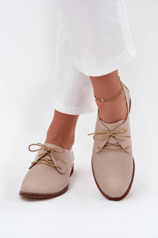 Pelle scarpe Femminile Stile elegante con lacci Zazoo 4238 beige