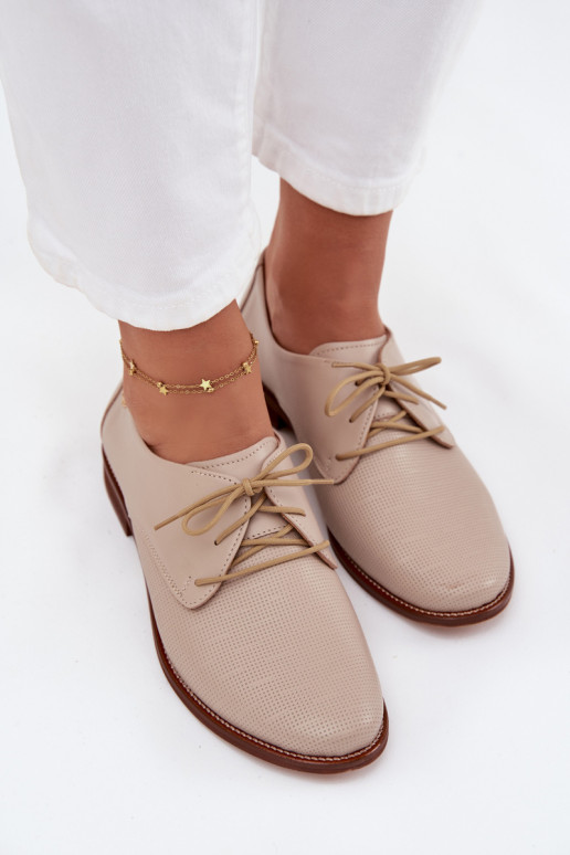 Pelle scarpe Femminile Stile elegante con lacci Zazoo 4238 beige